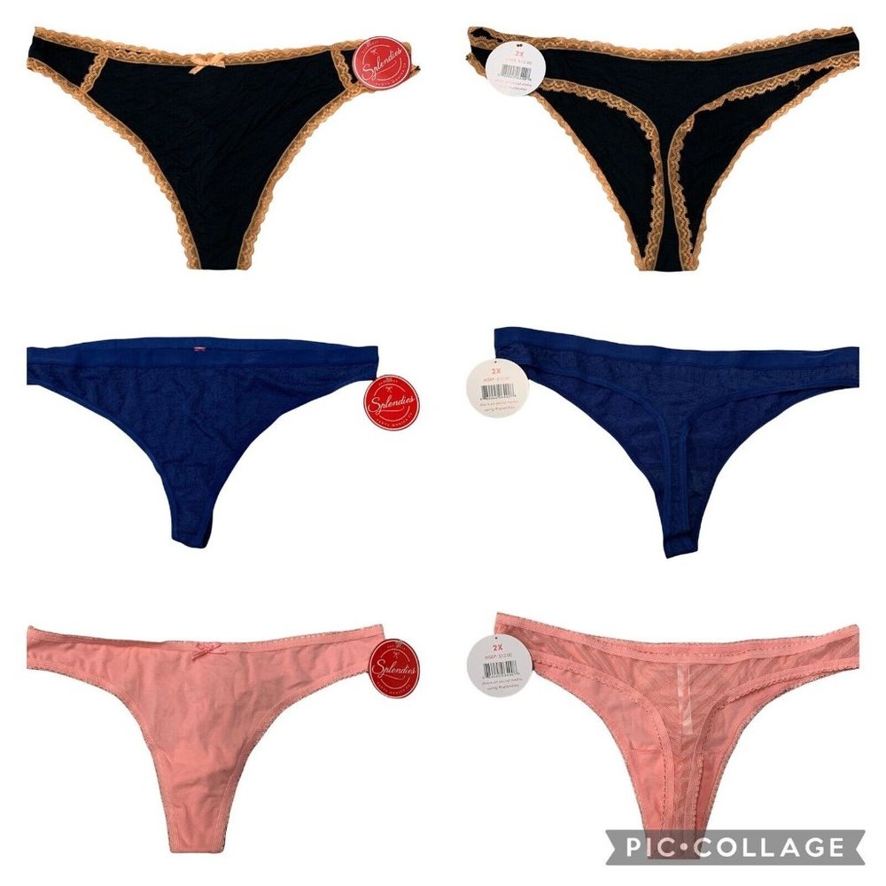 Splendies 2XL Women’s Lot Of 3 Plus Size Panties Thongs NWT